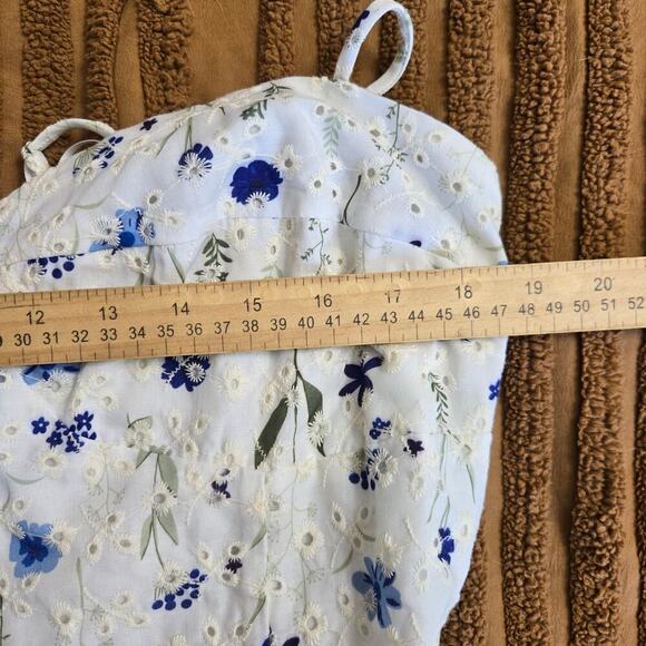 Chelsea 28 White Floral Embroidery Eyelet Babydoll Sundress L Cottage Romantic - Picture 9 of 11